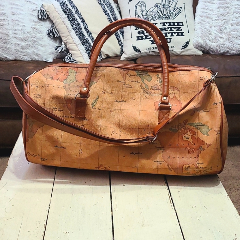 Vintage World Map duffel bag